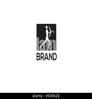 Wäscheleine mit Aborigines Mann zeichnen Vektor-Logo Vorlage Stock Vektor