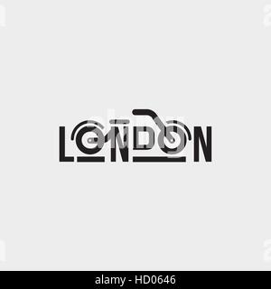 Motorrad Club Markenidentität. Londoner Fahrrad Vektor-Logo Design-Vorlage. Motorrad-Vektor-Logo-Design-Vorlage. London-Zeichen Stock Vektor