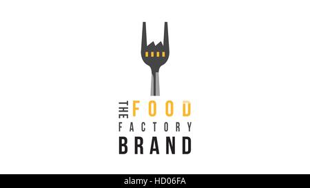 Fabrik Gabel Vektor-Logo Design-Vorlage. Food Factory Zeichen Stock Vektor