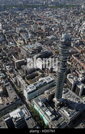 Luftaufnahme des BT Tower in Fitzrovia, London, England, UK Stockfoto