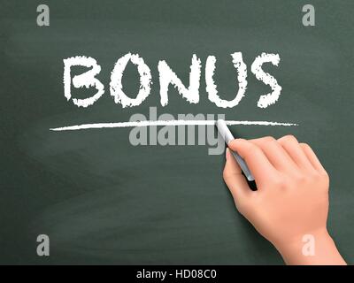 Bonus-Wort von Hand auf Tafel geschrieben Stock Vektor