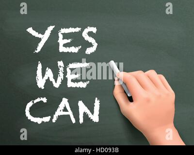 Ja, wir können Wörter per Hand auf Tafel geschrieben Stock Vektor