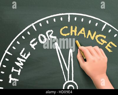 Zeit, von Hand auf Tafel geschrieben zu ändern Stock Vektor