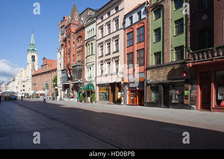 Szeroka Straße in Hauptpromenade der Stadt Torun, Polen, in der Altstadt Stockfoto
