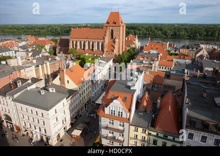 Stadtbild von Torun in Polen, Blick über Altstadt in Richtung Weichsel, Altstadt Stockfoto