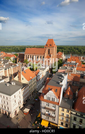 Stadtbild von Torun in Polen, Blick über Altstadt in Richtung Weichsel, Altstadt Stockfoto