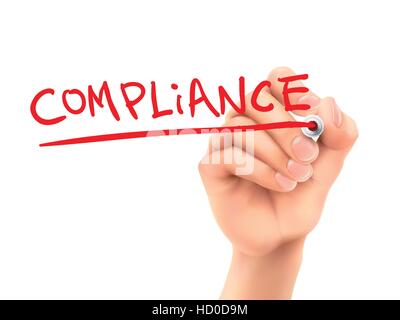 Compliance-Wort geschrieben von Hand auf einer transparenten Tafel Stock Vektor