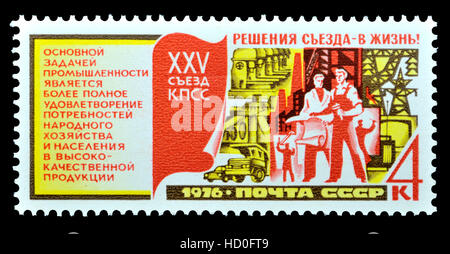 Sowjetunion-Briefmarke (1976): 25. kommunistische Partei-Kongreß - Industrie Stockfoto