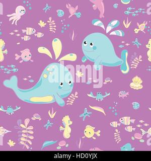 Meer Muster moderner Stil zarte Farbe. Stock Vektor