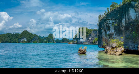 Landschaft in Kabui Bucht in der Nähe von Waigeo Felsen. West Papua, Raja Ampat, Indonesien Stockfoto