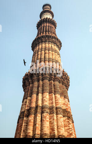 Minarett, Turm des Sieges, Qutub Minar archäologische Stätte, New Delhi, Indien Stockfoto