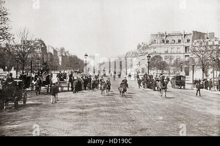 Die Avenue des Champs-Élysées, 8. Arrondissement, Paris, Frankreich im frühen 19. Jahrhundert. Stockfoto