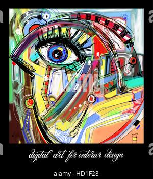 Originalgrafiken zeitgenössischer digitale abstrakte Malerei, drucken Stock Vektor