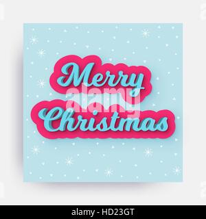 Frohe Weihnachten, glitzernde 3d Schriftzug Typografie Vektor-Illustration. Blau rosa weiß Stock Vektor