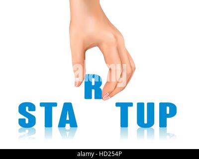 Starten Sie Wort weggenommen von Hand auf weißem Hintergrund Stock Vektor