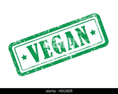 Stempel-Vegan in grüner Schrift auf weißem Hintergrund Stock Vektor