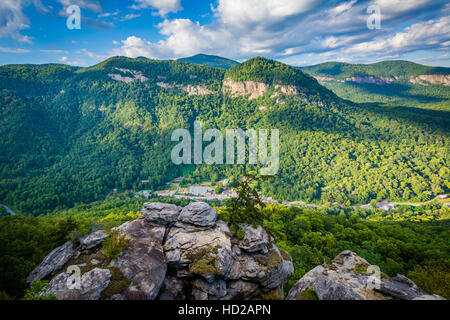 Blick vom Preikestolen, in Chimney Rock State Park, North Carolina. Stockfoto