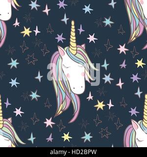 Unicorn Regenbogen Musterdesign - Mädchen Scrapbook Papier. Ideal für Geschenke, Albumseiten, Karten, Partydekoration Stock Vektor