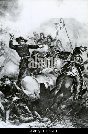 GEORGE ARMSTRONG CUSTER (1839-1876) ein 19. Jahrhundert Darstellung der Schlacht von Little Bighorn, 25-26 Juni! 878 Stockfoto