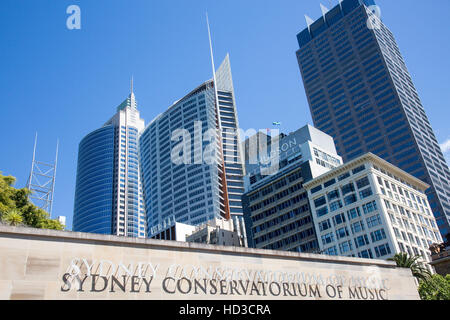 Bürogebäude, einschließlich Aurora RBS und Chifley Turm an der Macquarie Street in Sydney, New South Wales, Australien Stockfoto