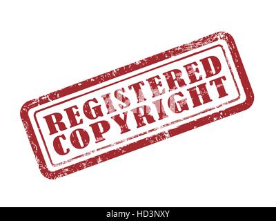 Copyright registriert Stempel in rot auf weißem Hintergrund Stock Vektor