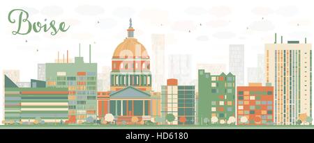 Abstrakte Boise Skyline mit Farbe Gebäuden. Vektor-Illustration. Geschäftsreisen und Tourismus-Konzept mit moderner Architektur. Stock Vektor