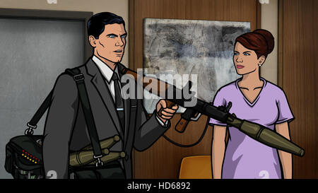 Archer L R Cheryl Tunt Stimme Judy Greer Kenny Loggins Stimme Kenny Loggins In Archer Vice Baby Dusche Staffel 5 Stockfotografie Alamy