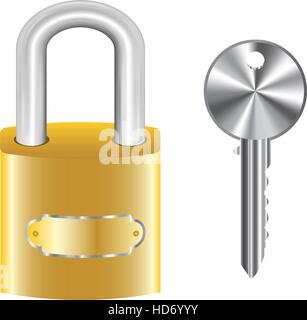 Golden Master Key Lock und Stahl Schlüssel Stock Vektor