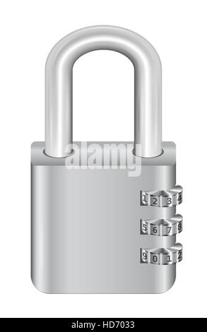 Stahl-Master Tastensperre mit Vorhängeschloss Stock Vektor