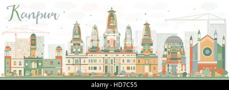 Abstrakte Kanpur Skyline mit Farbe Gebäuden. Vektor-Illustration. Geschäftsreisen und Tourismus-Konzept mit historischer Architektur. Stock Vektor