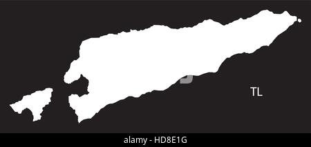 East Timor Map schwarz / weiß Darstellung Stock Vektor