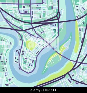Dekorative Stadt Vektorkarte Stock Vektor