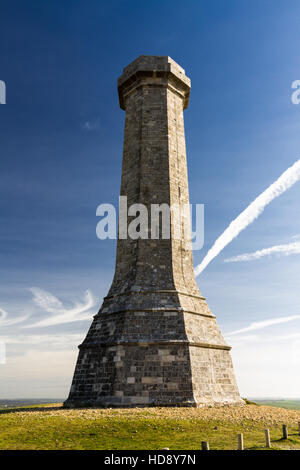 Hardys Denkmal zu Ehren des Kommandanten in der Schlacht von Trafalgar. Dorchester, Dorset, England, Vereinigtes Königreich. Stockfoto