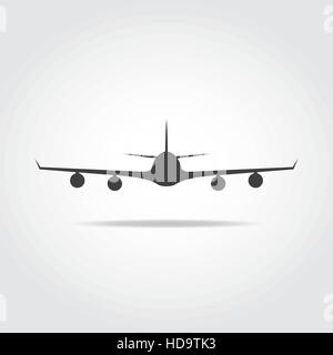 Großen Passagierflugzeug von vorne, mit langen Flügeln und vier Jet-Engenies. Stock Vektor