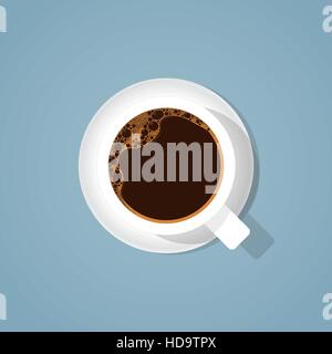 Realistische Kaffeetasse mit schwarzen Kaffee drin mit Schaum und Luftblasen. Vektor-Illustration für verschiedene Kaffee-Rezepte. Stock Vektor