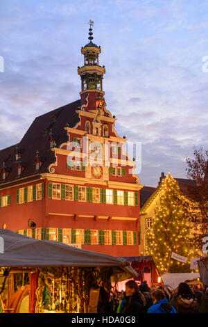 Esslingen am Neckar: Weihnachtsmarkt, Rathaus, Marktplatz, Region Stuttgart, Baden-Württemberg, Deutschland Stockfoto