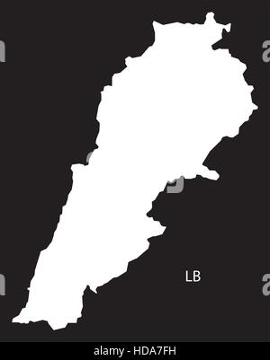 Libanon Karte schwarz-weiß-Abbildung Stock Vektor