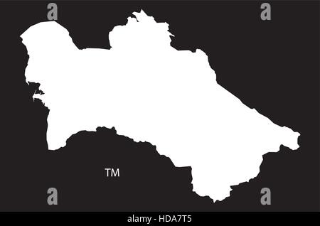 Turkmenistan Karte schwarz-weiß-Abbildung Stock Vektor