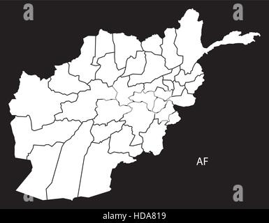 Afghanistan Provinzen Karte schwarz / weiß Darstellung Stock Vektor