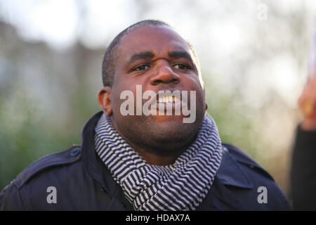 Türkische Botschaft, London, UK 11. Dezember 2016 - David Lammy MP für Tottenham spricht auf der Kundgebung. Hunderte von kurdischen Demonstranten und ihre Unterstützer außerhalb der türkischen Botschaft in London gegen die türkische Regierung Unterdrückung auf die Kurden zu demonstrieren und fordern die Freilassung von zwei verbundenen Führer der Türkei pro-kurdische demokratische Partei (HDP) und m/s und politischen Gefangenen in der Türkei. Bildnachweis: Dinendra Haria/Alamy Live-Nachrichten Stockfoto