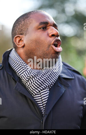 Türkische Botschaft, London, UK 11. Dezember 2016 - David Lammy MP für Tottenham spricht auf der Kundgebung. Hunderte von kurdischen Demonstranten und ihre Unterstützer außerhalb der türkischen Botschaft in London gegen die türkische Regierung Unterdrückung auf die Kurden zu demonstrieren und fordern die Freilassung von zwei verbundenen Führer der Türkei pro-kurdische demokratische Partei (HDP) und m/s und politischen Gefangenen in der Türkei. Bildnachweis: Dinendra Haria/Alamy Live-Nachrichten Stockfoto