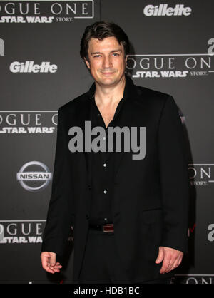 Hollywood, Kalifornien, USA. 10. Dezember 2016. Nathan Fillion, bei Premiere von Walt Disney Pictures und LuCalifornia, USAsfilm "ein Schelm: ein Star Wars-Geschichte" am Pantages Theater, Kalifornien, USAlifornia am 10. Dezember 2016.  Bildnachweis: MediaPunch Inc/Alamy Live-Nachrichten Stockfoto