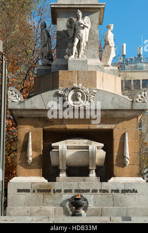 Denkmal für die Helden des 2. Mai 1808 am Paseo Del Prado; Madrid Spanien. Stockfoto