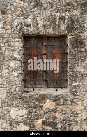 Presidio Fenster, Presidio La Bahia, Goliad, Texas Stockfoto