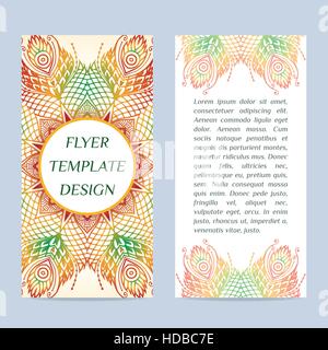 Flyer mit floralen Mandala-Muster und Ornamente. Vektor-Flyer-orientalischem Design-Layout-Vorlage, Größe. Islam, Arabisch, Indisch, Osmanischen Motiven. Titelseite Stock Vektor