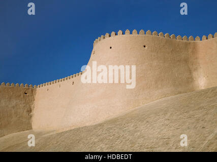 Wände der Seidenstraße Itchan Kala - alte Stadt Chiwa, Usbekistan, Stockfoto