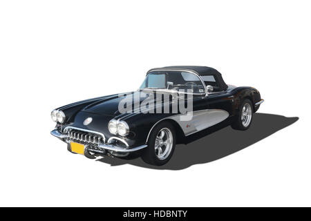 Auto-1960 Chevrolet Corvette. Cabrio. Schwarz. Stockfoto