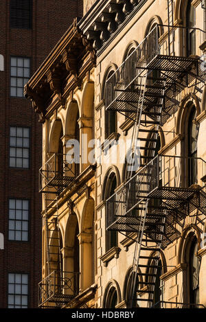 Soho Häuserfassaden mit Feuer. Manhattan, New York City Stockfoto