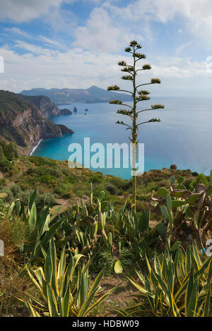 Blick vom Belvedere Quattrocchi, Insel Lipari, Äolischen Inseln, Italien Stockfoto