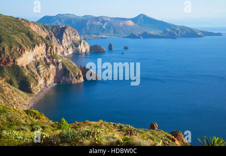 Blick vom Belvedere Quattrocchi, Lipari, Äolischen Inseln, Italien Stockfoto